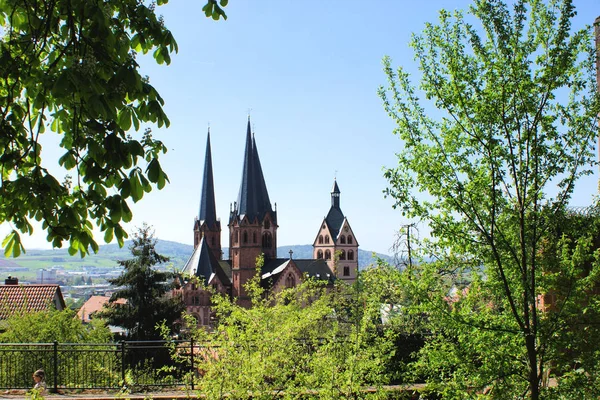 Vue Jardin Ville Église — Photo