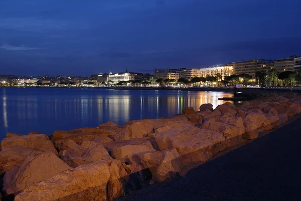 Notte Sul Lungomare Cannes Francia — Foto Stock