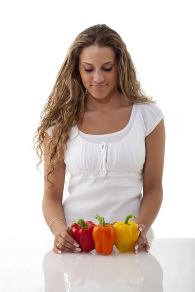 Mujer Joven Con Una Comida Saludable — Foto de Stock