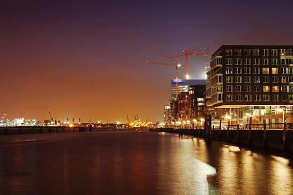 Noite Sobre Hambúrguer Hafencity — Fotografia de Stock