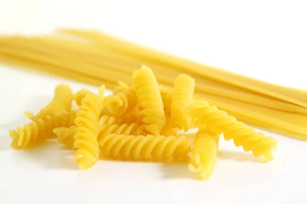 Tagliatelle Crude Spaghetti Fussili Brodo Tagliatelle — Foto Stock