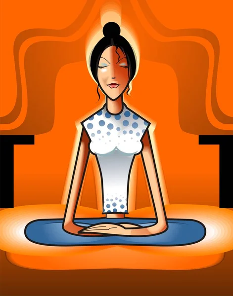 Illustratie Van Meisje Yoga Positie — Stockfoto