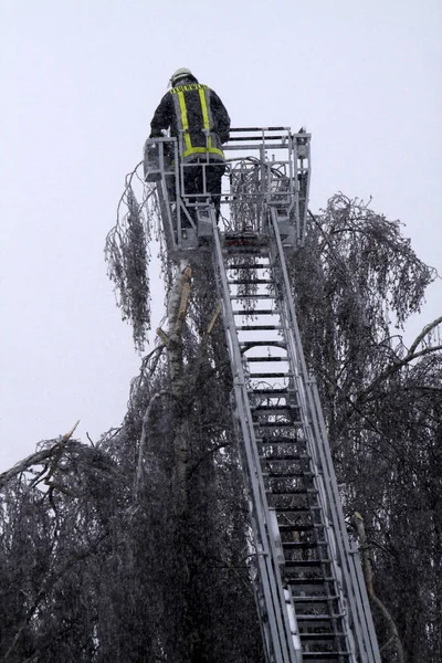 Feuerwehreinsatz Heavy Snowfall — Stock Photo, Image