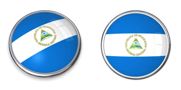 Baner Button Nikaragua Izolowane Białym Tle — Zdjęcie stockowe