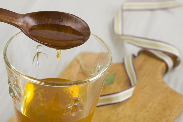 Glass Tea Honey Spoon — Stock Photo, Image