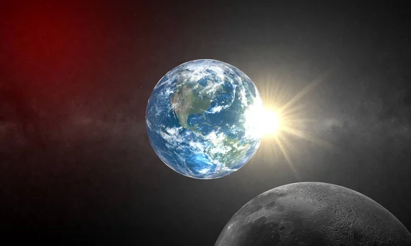 Răsărit Soare Peste Asia Luna Este Prim Plan — Fotografie, imagine de stoc