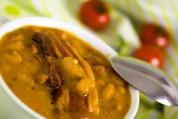 Sopa Feijão Com Bacon Defumado — Fotografia de Stock