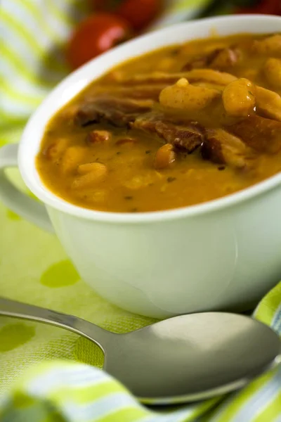 Sopa Feijão Com Bacon Defumado — Fotografia de Stock