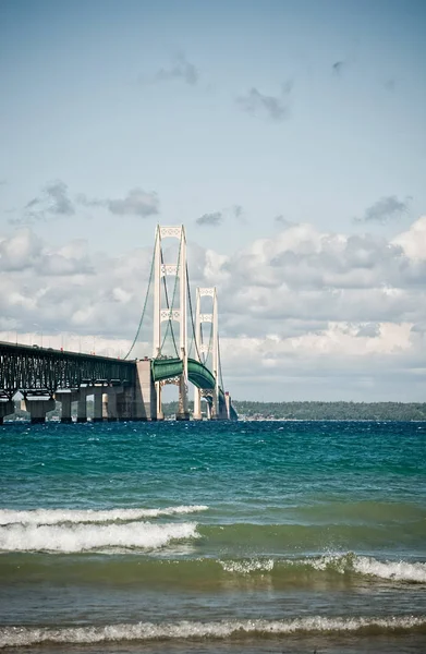 Bro För Upphängning Mackinac Bron — Stockfoto