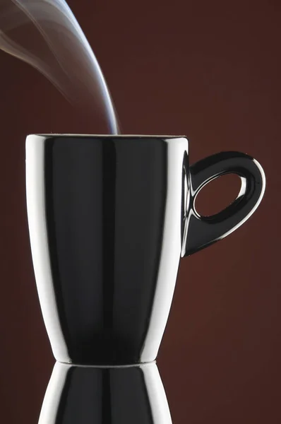 Schwarze Espressotasse Mit Dampf — Stockfoto