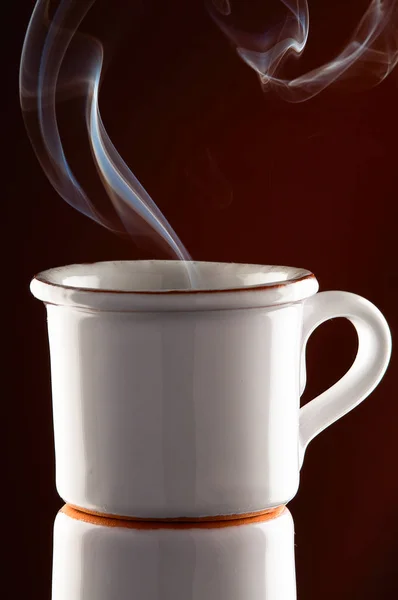 White Cup Coffee Steam — Stock Photo, Image