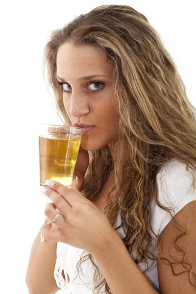 Young Woman Drinking Tea — Stock Photo, Image