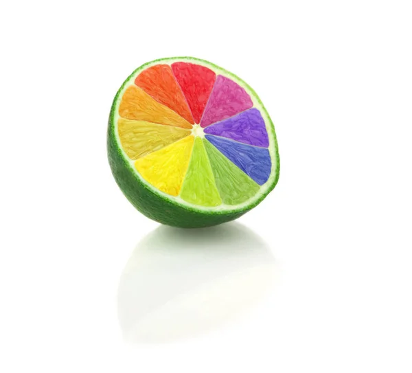 Lime Halved Rainbow Colors — Stock Photo, Image