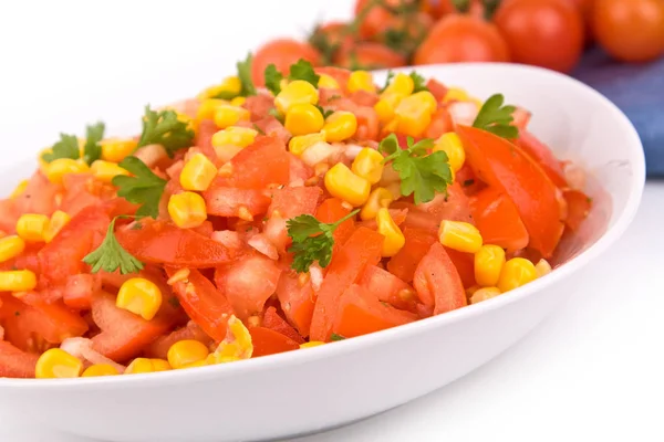 Bowl Salad Tomatoes Meis — Stock Photo, Image