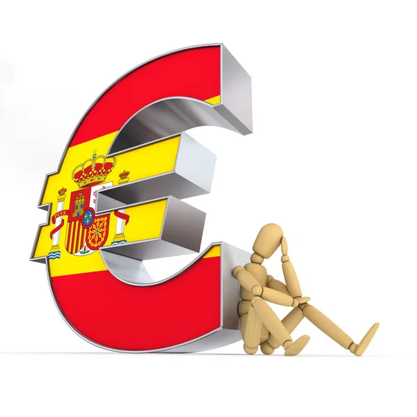 Doll Sitting Spanish Euro Sign — Stock Photo, Image