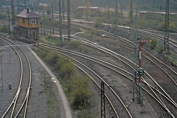 Carriles Tren Vacíos Tierra —  Fotos de Stock