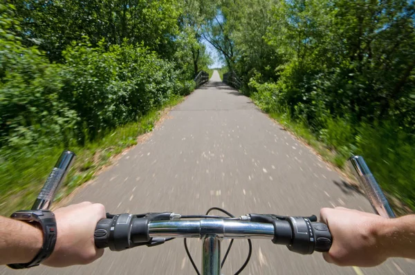 Man Met Een Fiets Het Park — Stockfoto