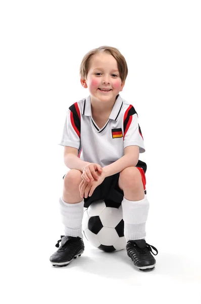 Menino Sentado Uma Bola — Fotografia de Stock