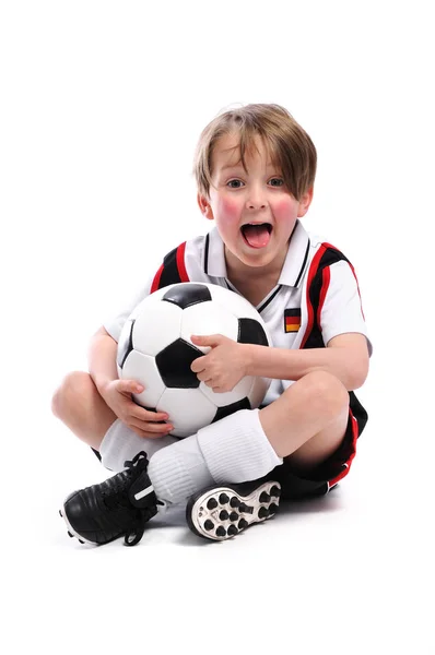 Menino Com Futebol Frustrado — Fotografia de Stock