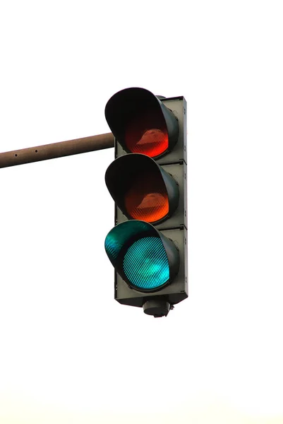 Beyaz Arkaplanda Trafik Işığı — Stok fotoğraf