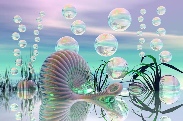 Мыльные Пузыри Воде — стоковое фото
