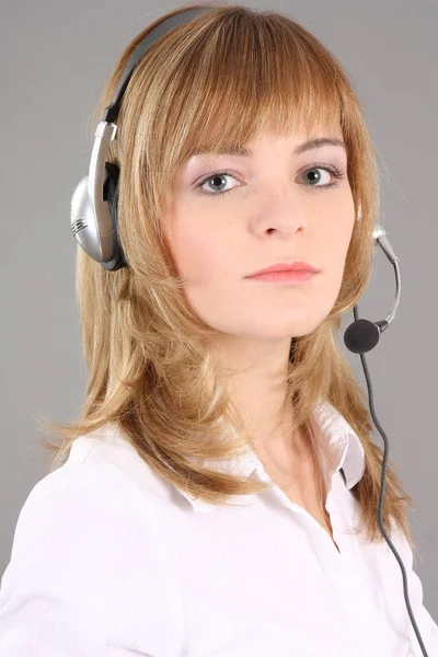 Serieuze Call Center Agent — Stockfoto