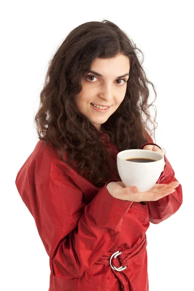 Menina Com Uma Xícara Café — Fotografia de Stock