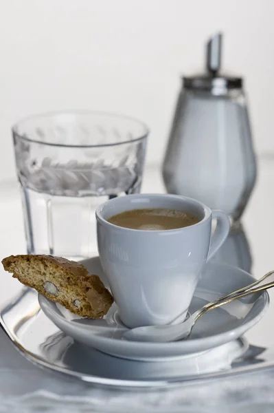 Espresso White Cup Cantuccini — Stock Photo, Image