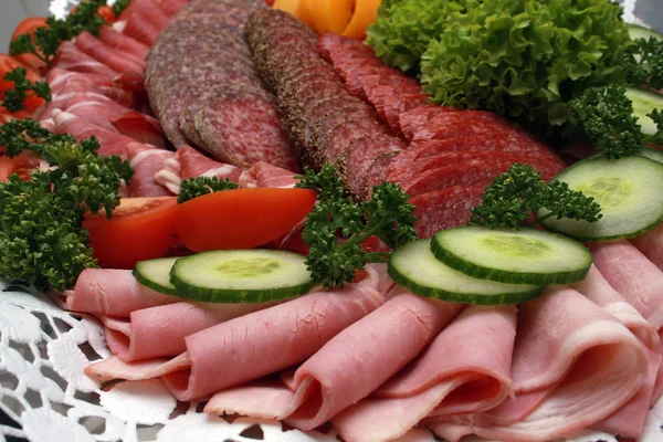 Food Concept Salami Meat Snack Time — Stock Photo, Image