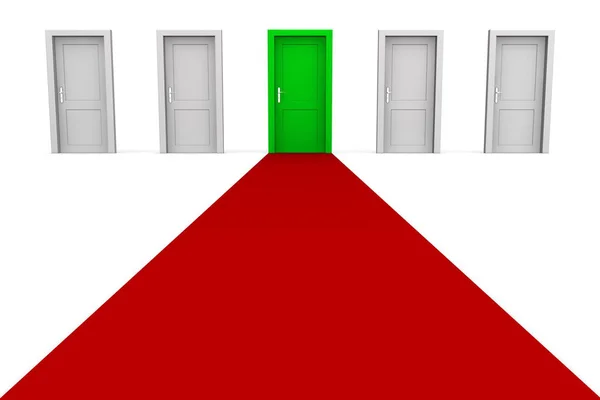 Cinco Portas Tapete Vermelho Verde — Fotografia de Stock