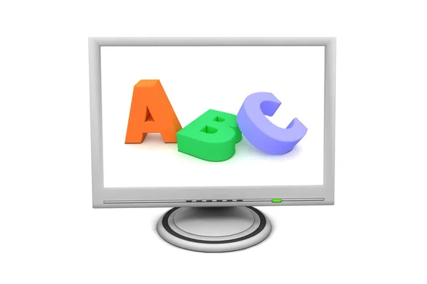 Lcd Flat Screen Monitor Onderwijs Abc — Stockfoto
