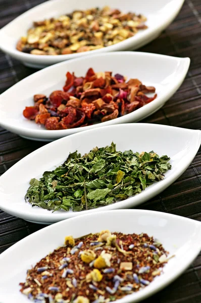 Assorted Herbal Wellness Dry Tea Bowls — Stock Photo, Image