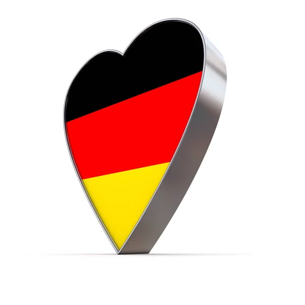 Solid Shiny Metallic Heart Flaga Niemiec — Zdjęcie stockowe