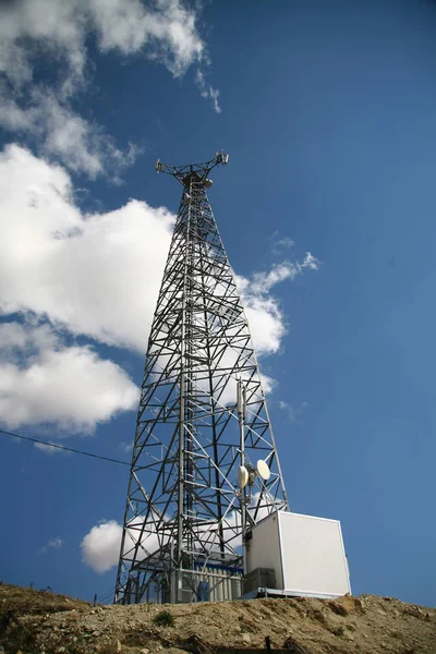 Telecommunication Tower Antenna Top Hill Stock Picture