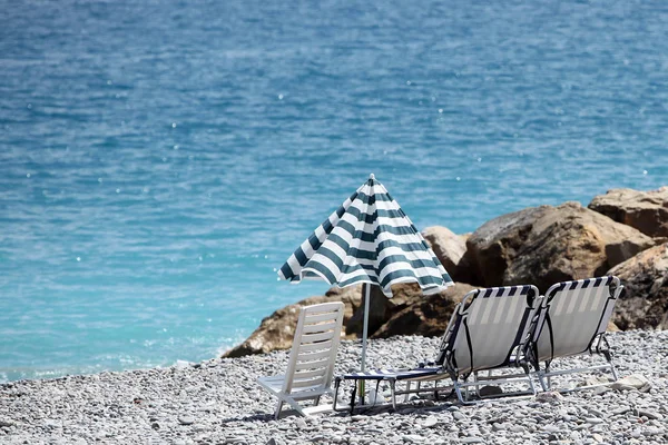 Deck Chairs Beach Nice — Stock Photo, Image