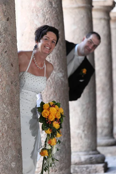 Braut Und Bräutigam Frau Brautkleid Mann Anzug — Stockfoto