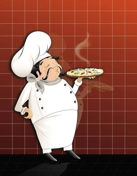 Chef Com Pizza Quente — Fotografia de Stock