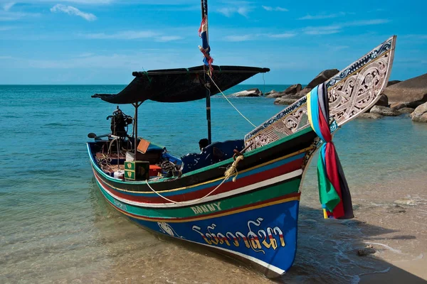 Barco Pesca Final Playa Lamai Koh Samui Thailand — Foto de Stock