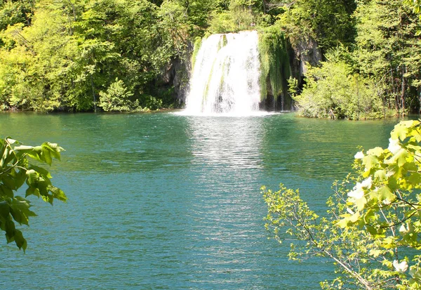 Schöner Wasserfall Auf Naturhintergrund — Stockfoto