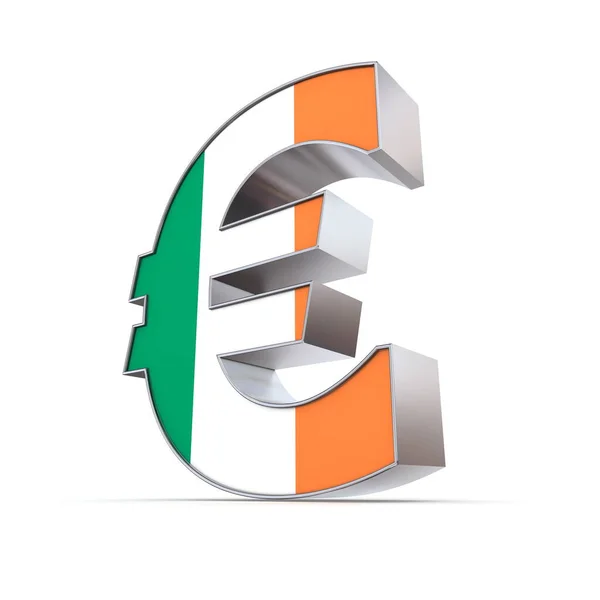 Λαμπερό Ευρώ Σύμβολο Textured Front Σημαία Ιρλανδίας — Φωτογραφία Αρχείου