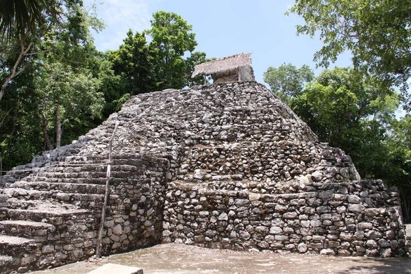 Vacker Utsikt Över Gamla Coba Mayan Ruiner — Stockfoto