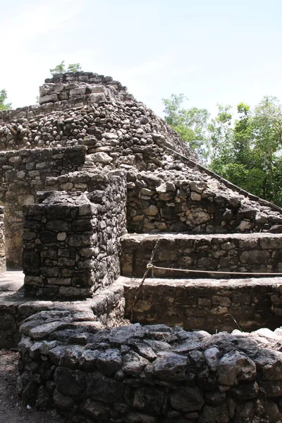 Vista Panorâmica Antigas Ruínas Coba Mayan — Fotografia de Stock