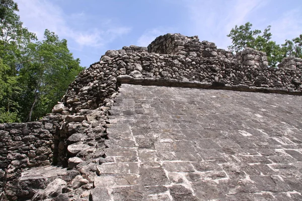 Vista Panorâmica Antigas Ruínas Coba Mayan — Fotografia de Stock