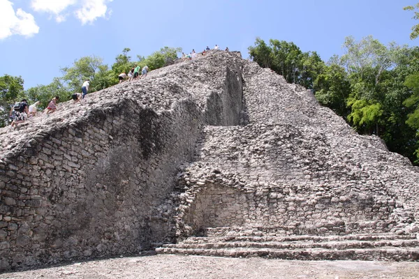 Vista Panorâmica Antigas Ruínas Coba Mayan — Fotografia de Stock