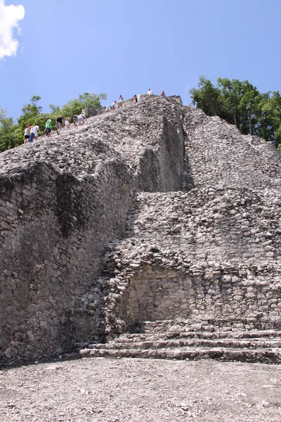 Vista Panoramica Vecchie Rovine Maya Coba — Foto Stock