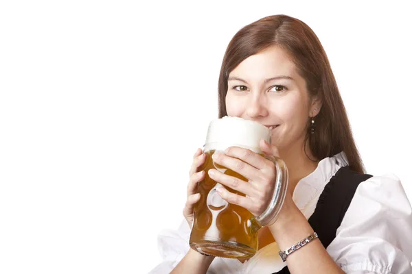 Jolie Femme Dans Saleté Tient Masse Oktoberfest — Photo