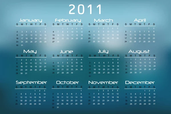Vector Calendar 2017 Year Blue Background — Stock Photo, Image