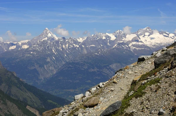 Trilha Montanha Nos Alpes Valais Suíça — Fotografia de Stock