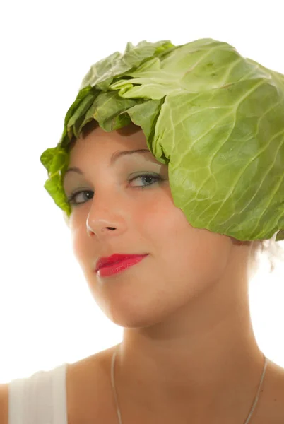 Jonge Vrouw Met Een Salade — Stockfoto