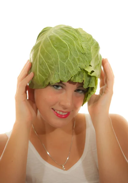 Jonge Vrouw Met Verse Salade — Stockfoto